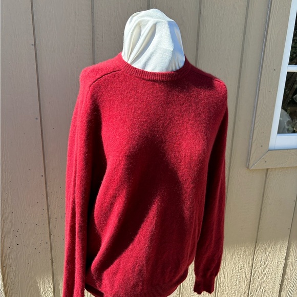 Men's XL Grant Thomas two no ply cashmere 100% Cashmere Red Thick Sweater - Picture 1 of 10